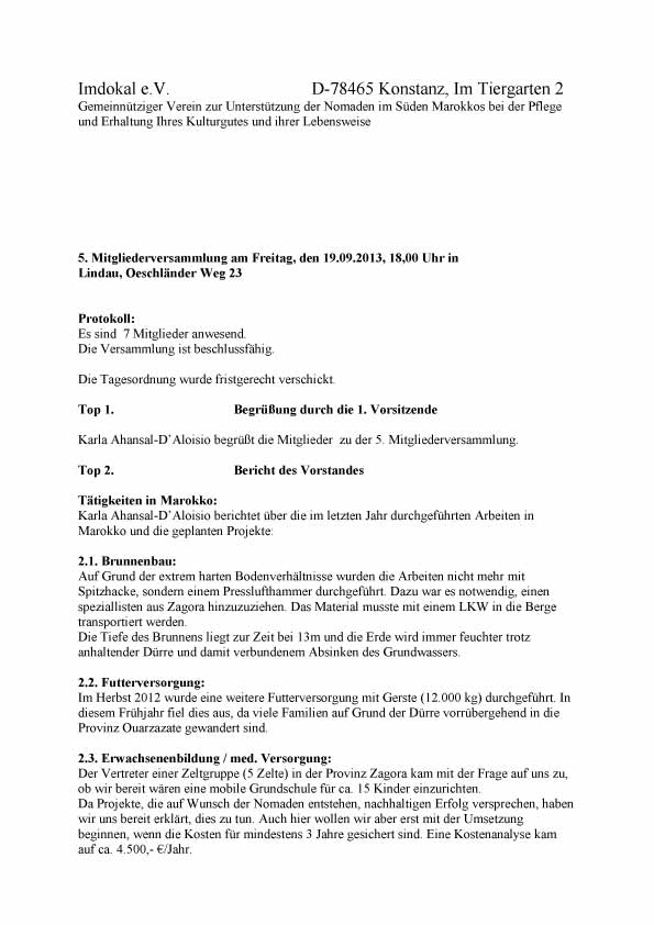 Mitgliederversammung 2013 Imdokal