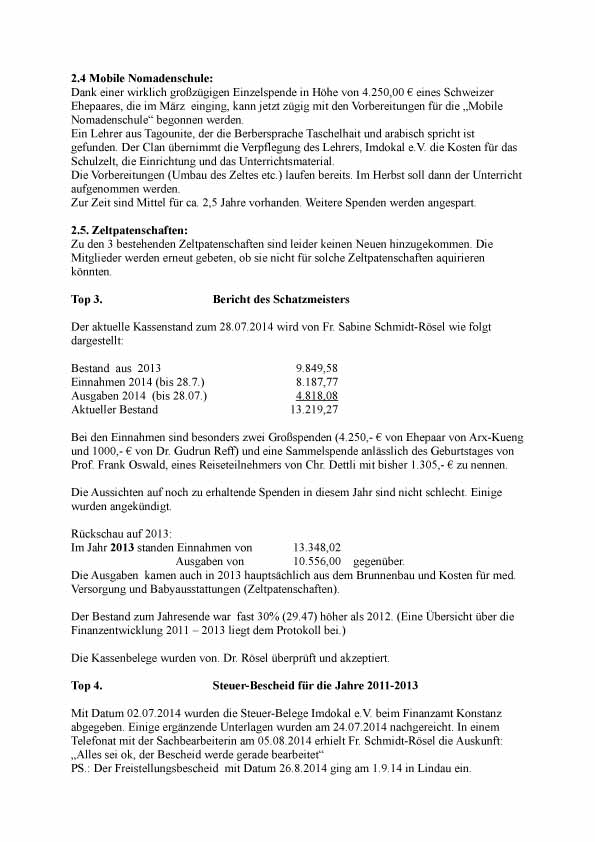 Mitgliederversammung 2014 Imdokal